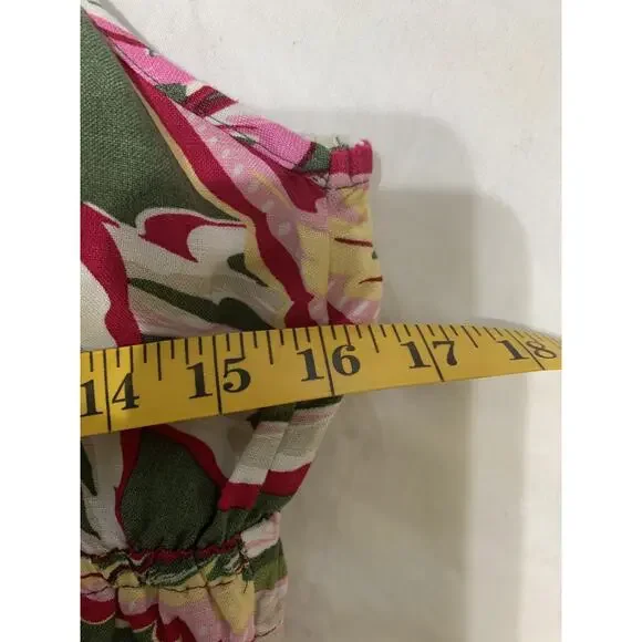 Loft beach Floral Linen dress Small Petite Short Elastic Waist Beachy Resort - Picture 4 of 8